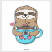 Chibi Sloth Coffee Lover - Niedlich Kawaii Sloth H Aufkleber (Blatt)