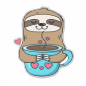 Chibi Sloth Coffee Lover - Niedlich Kawaii Sloth H Aufkleber (Vorderseite)