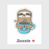 Chibi Sloth Coffee Lover - Niedlich Kawaii Sloth H Aufkleber (Blatt)