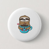 Chibi Sloth Coffee Lover - Niedlich Kawaii Sloth H Button (Vorderseite)