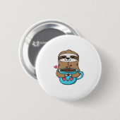 Chibi Sloth Coffee Lover - Niedlich Kawaii Sloth H Button (Vorne & Hinten)