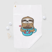 Chibi Sloth Coffee Lover - Niedlich Kawaii Sloth H Golfhandtuch (Insitu)