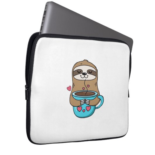 Chibi Sloth Coffee Lover - Niedlich Kawaii Sloth H Laptopschutzhülle (Vorne Rechts)
