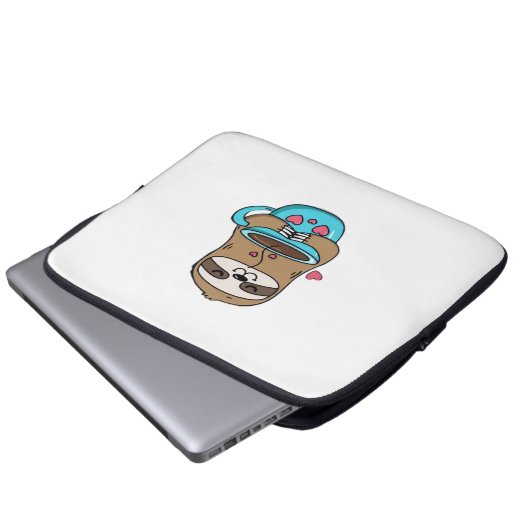 Chibi Sloth Coffee Lover - Niedlich Kawaii Sloth H Laptopschutzhülle (Vorne Knopf)