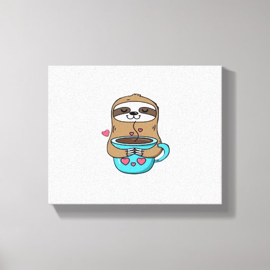 Chibi Sloth Coffee Lover - Niedlich Kawaii Sloth H Leinwanddruck (Vorderseite)