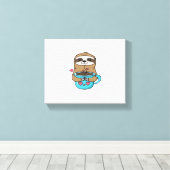 Chibi Sloth Coffee Lover - Niedlich Kawaii Sloth H Leinwanddruck (Insitu (Holzboden))