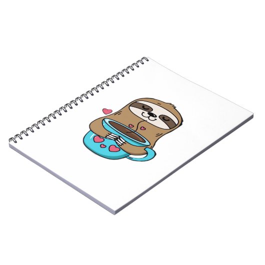 Chibi Sloth Coffee Lover - Niedlich Kawaii Sloth H Notizblock (Linke Seite)