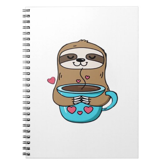 Chibi Sloth Coffee Lover - Niedlich Kawaii Sloth H Notizblock (Vorderseite)