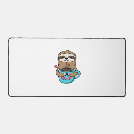 Chibi Sloth Coffee Lover - Niedlich Kawaii Sloth H Schreibtischunterlage (Vorderseite)