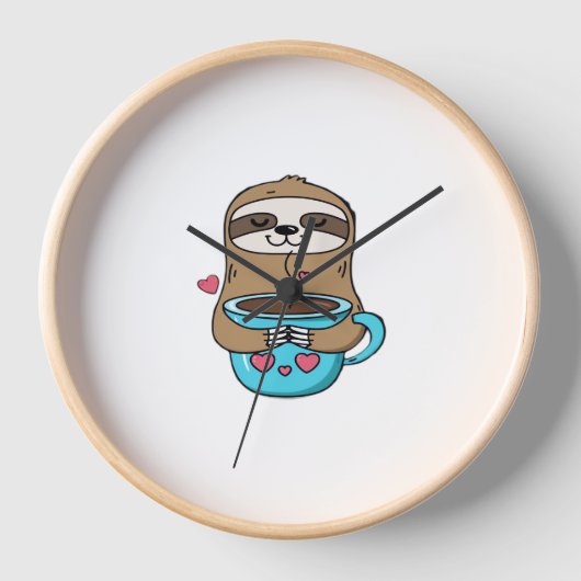 Chibi Sloth Coffee Lover - Niedlich Kawaii Sloth H Uhr (Vorderseite)