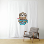 Chibi Sloth Coffee Lover - Niedlich Kawaii Sloth H Wandteppich (Beispiel)