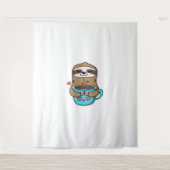 Chibi Sloth Coffee Lover - Niedlich Kawaii Sloth H Wandteppich (Vorderseite)