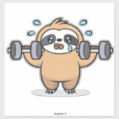 Chibi Sloth Gym Fail � Cute Kawaii Funny Workout A Aufkleber (Blatt)