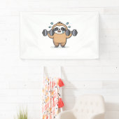 Chibi Sloth Gym Versag - Niedliches Kawaii Funny W Banner (Insitu)