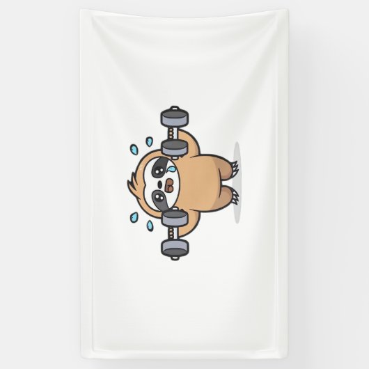 Chibi Sloth Gym Versag - Niedliches Kawaii Funny W Banner (Vertikal)