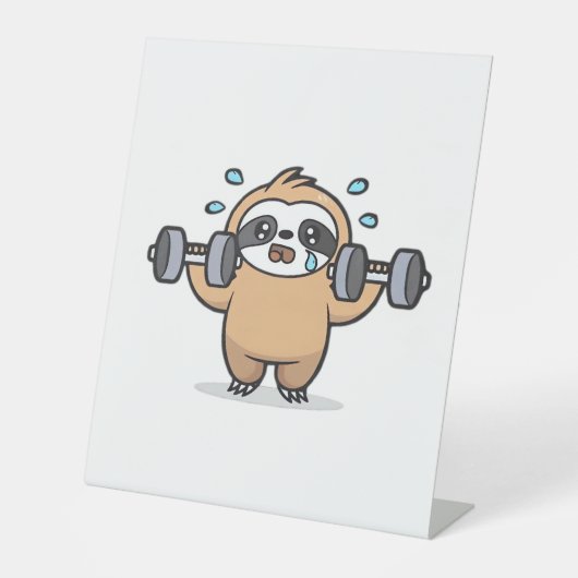 Chibi Sloth Gym Versag - Niedliches Kawaii Funny W Sockelschild (Vorderseite)