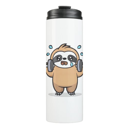 Chibi Sloth Gym Versag - Niedliches Kawaii Funny W Thermosbecher (Vorderseite)