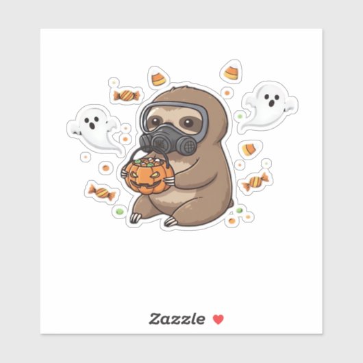 Chibi Sloth Hazmat Halloween Oversifizierter T - S Aufkleber (Blatt)