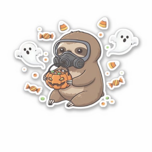 Chibi Sloth Hazmat Halloween Oversifizierter T - S Aufkleber (Vorderseite)