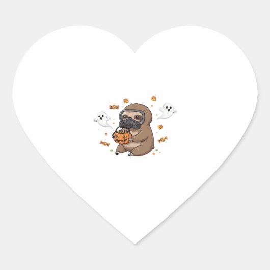 Chibi Sloth Hazmat Halloween Oversifizierter T - S Herz-Aufkleber (Vorderseite)