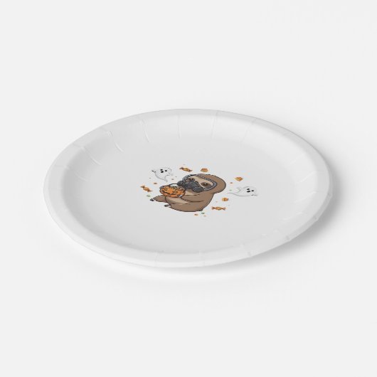 Chibi Sloth Hazmat Halloween Oversifizierter T - S Pappteller (Schrägansicht)