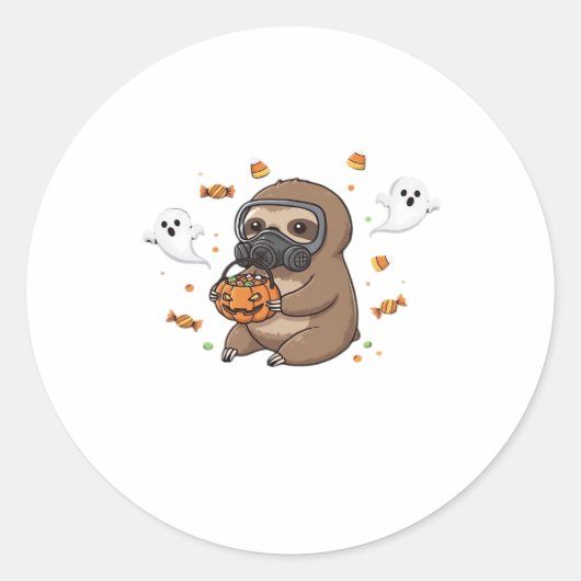 Chibi Sloth Hazmat Halloween Oversifizierter T - S Runder Aufkleber (Vorderseite)