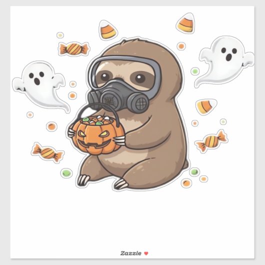 Chibi Sloth Hazmat Halloween Oversized T-Shirt Aufkleber (Blatt)