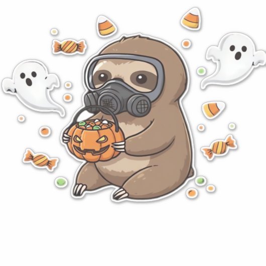 Chibi Sloth Hazmat Halloween Oversized T-Shirt Aufkleber (Vorderseite)