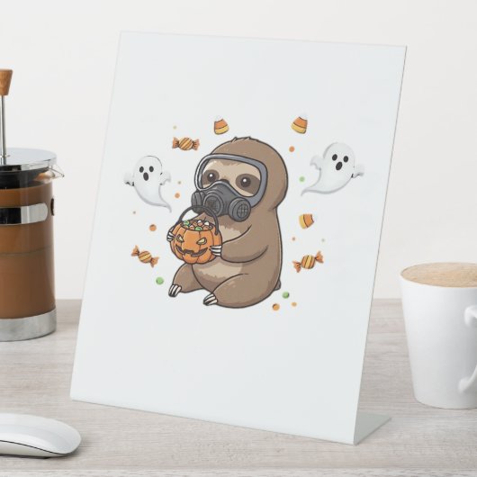 Chibi Sloth Hazmat Halloween Oversized T-Shirt Sockelschild (In Situ)