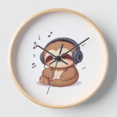 Chibi Sloth with Headphones � Cute Kawaii Relaxing Uhr (Vorderseite)