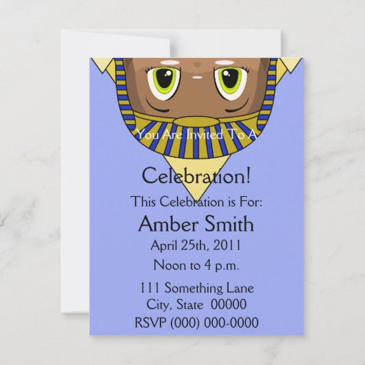 Chibi Sphinx mit Pyramiden Einladung (Rückseite)