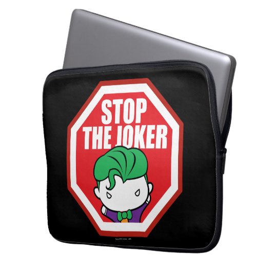 Chibi "Stopp the Joker" Unterschrift Laptopschutzhülle (Vorderseite Links)