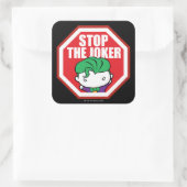 Chibi "Stopp the Joker" Unterschrift Quadratischer Aufkleber (Tasche)