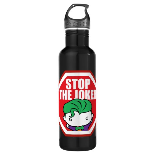 Chibi "Stopp the Joker" Unterschrift Trinkflasche (Vorderseite)