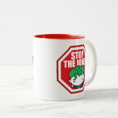 Chibi "Stopp the Joker" Unterschrift Zweifarbige Tasse (VorderseiteRechts)