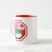 Chibi "Stopp the Joker" Unterschrift Zweifarbige Tasse (Vorderseite Links)