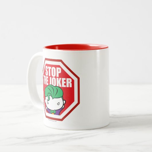 Chibi "Stopp the Joker" Unterschrift Zweifarbige Tasse (Vorderseite Links)