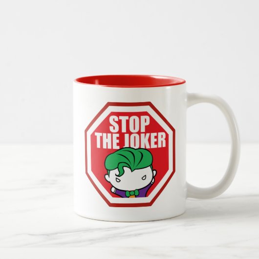 Chibi "Stopp the Joker" Unterschrift Zweifarbige Tasse (Rechts)