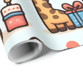 Chibi Style Animes in Birthday Hats Geschenkpapier (Rolleneckpunkt)