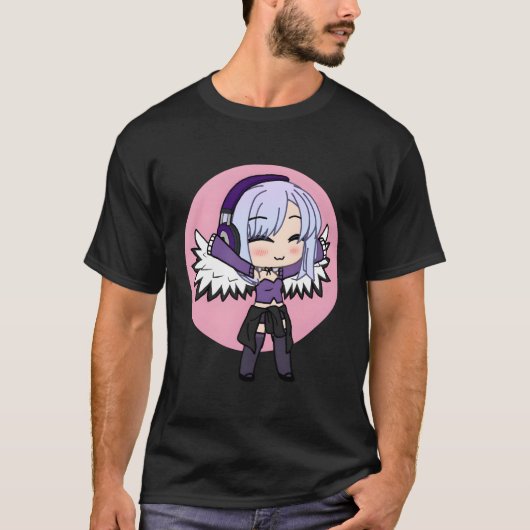 Chibi Style Kawaii Anime mit Flügeln T-Shirt (Vorderseite)