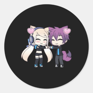 Chibi Style Kawaii Anime und Er Runder Aufkleber