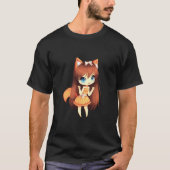 Chibi Style Kawaii Japanisches Anime Girl mit Fox T-Shirt (Vorderseite)