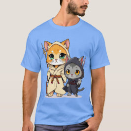 Chibi Style Medieval Cats with Spears T-Shirt