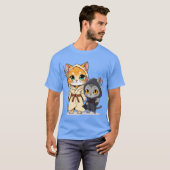 Chibi Style Medieval Cats with Spears T-Shirt (Vorne ganz)