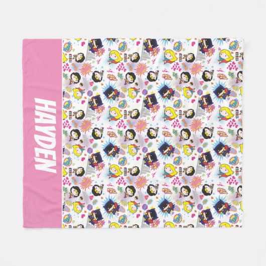 Chibi Super Heroine Pattern Fleecedecke (Vorderseite (Horizontal))