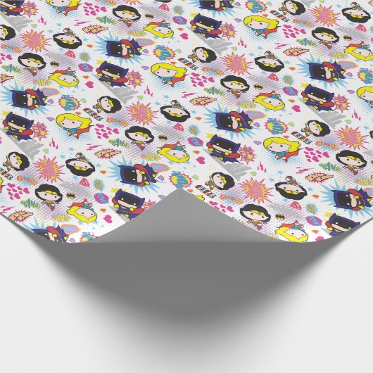 Chibi Super Heroine Pattern Geschenkpapier (Ecke)