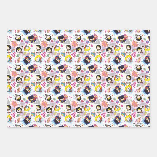 Chibi Super Heroine Pattern Geschenkpapier Set (Vorderseite 3)