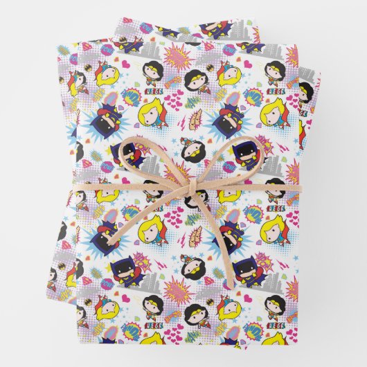 Chibi Super Heroine Pattern Geschenkpapier Set (Beispiel)