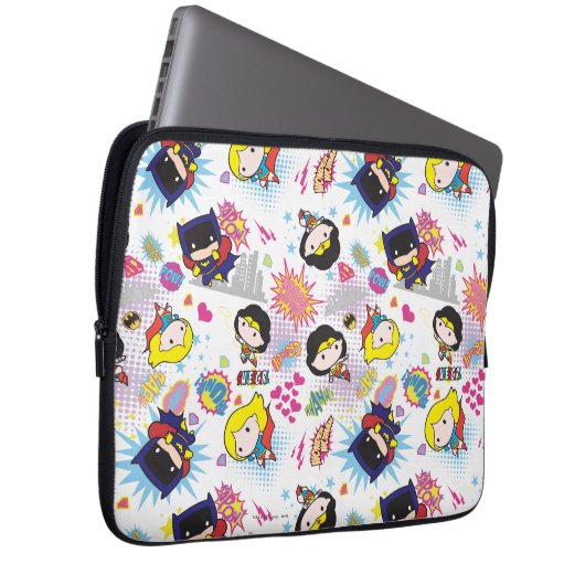 Chibi Super Heroine Pattern Laptopschutzhülle (Vorne Rechts)