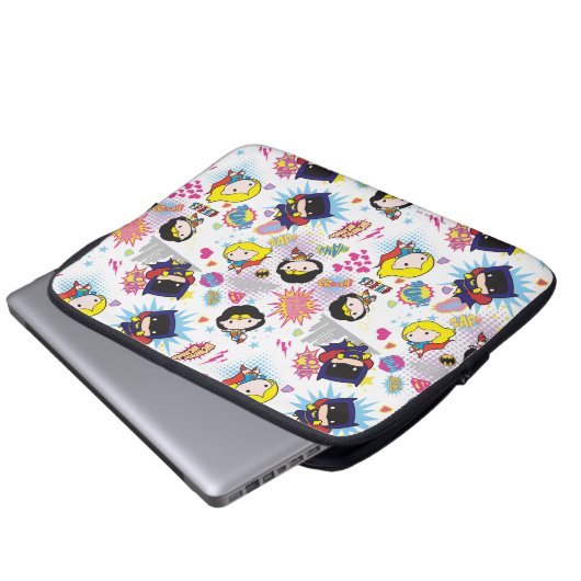 Chibi Super Heroine Pattern Laptopschutzhülle (Vorne Knopf)